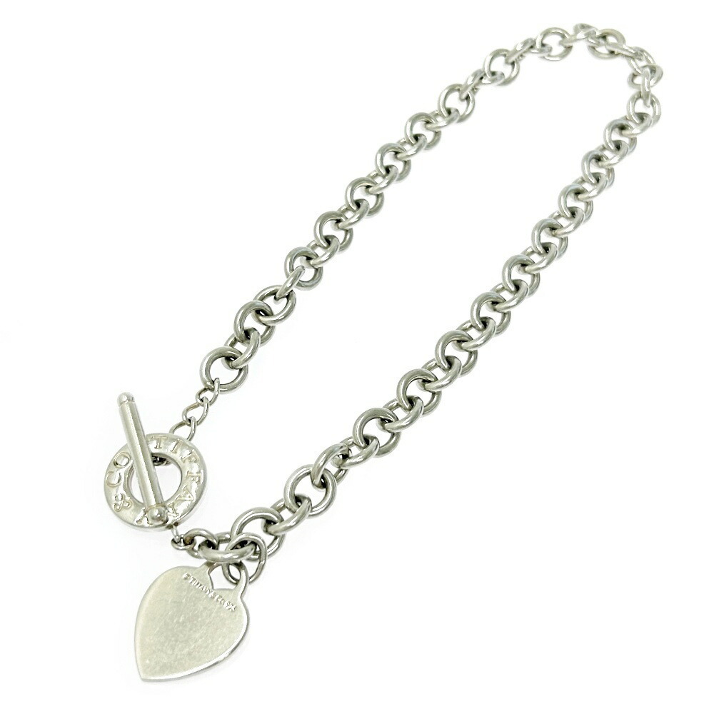 TIFFANY Co Silver Heart Toggle Ring Necklace